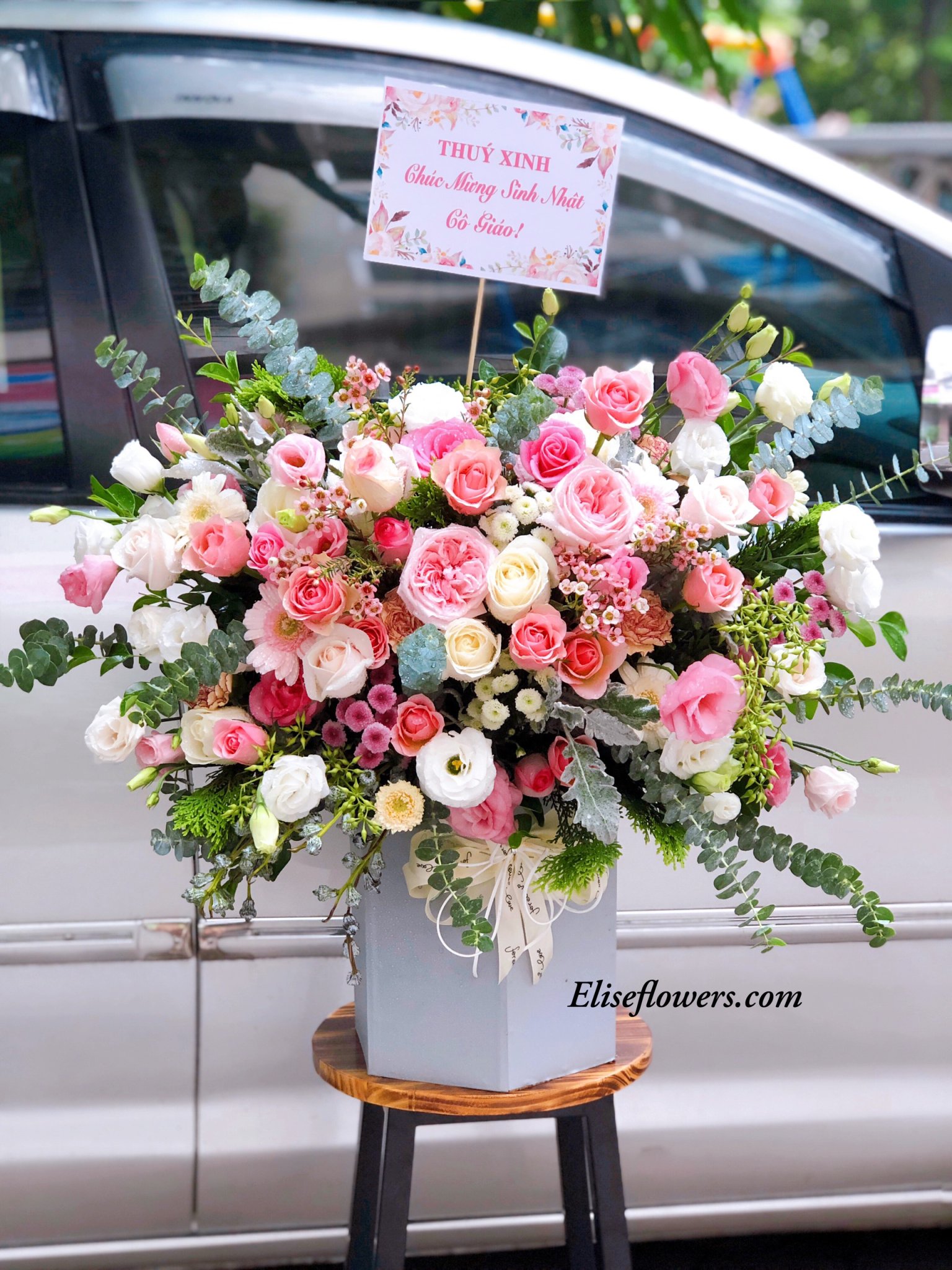 Lẵng Hoa Chúc Mừng Sinh Nhật Đẹp - Mẫu Hoa Đẹp Tặng Sếp | Elise  Flowers|Shop Hoa Tươi Hà Nội