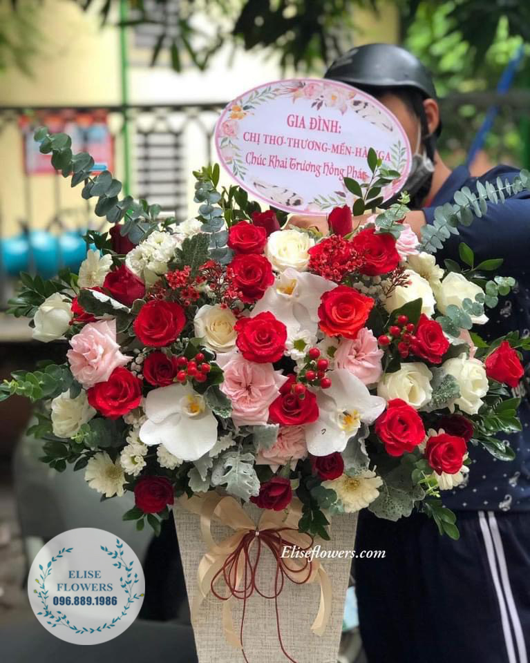 Lẵng hoa chúc mừng khai trương đẹp ở quận Cầu Giấy - hà nội - eliseflowers 