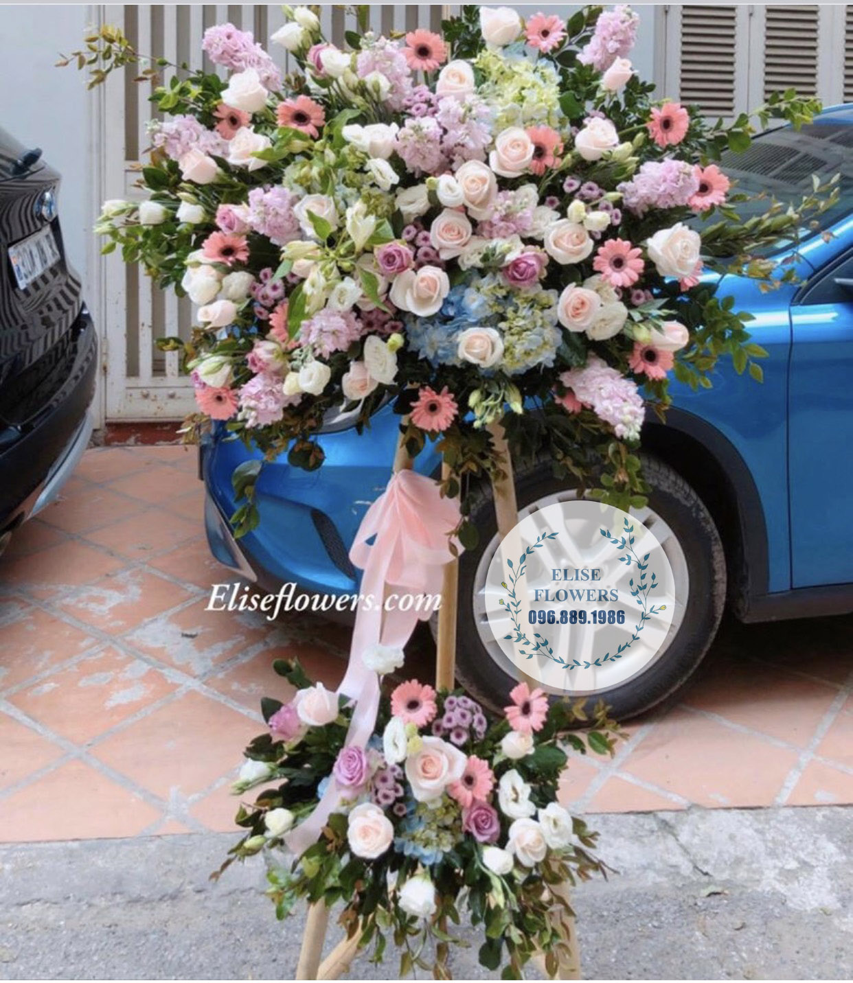 cây hoa khai trương - lẵng hoa khai trương - kệ hoa khai trương 2 tầng đẹp -elise flowers