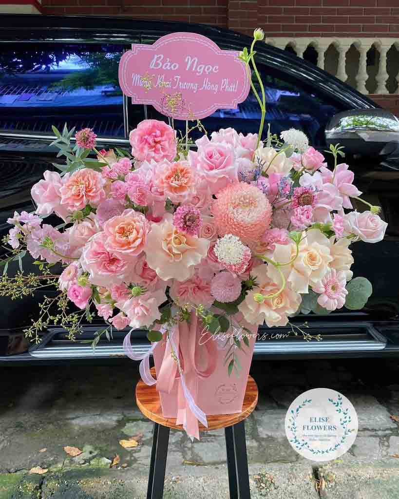 Lẵng hoa màu hồng đẹp | Lẵng hoa chúc mừng mẹ yêu