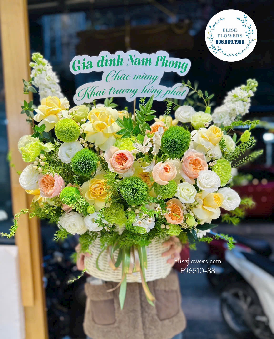 Hoa khai trương. Giỏ hoa chúc mừng khai trương tinh tế. Điện hoa Hà Nội Eliseflowers