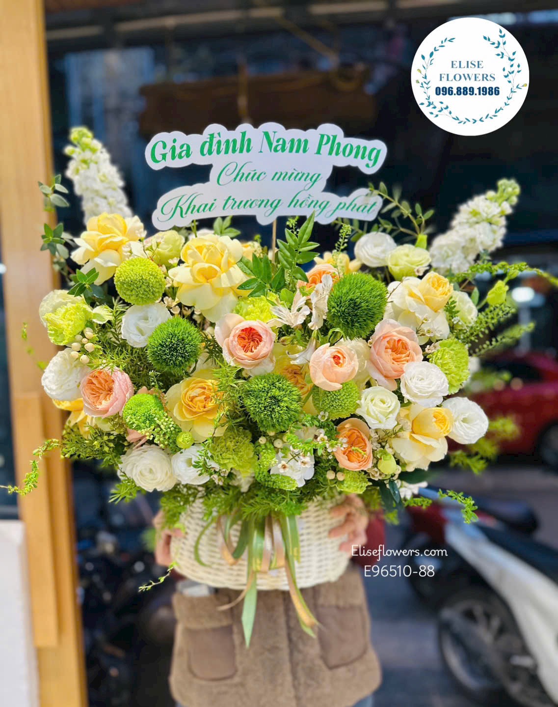 Hoa khai trương. Giỏ hoa chúc mừng khai trương tinh tế