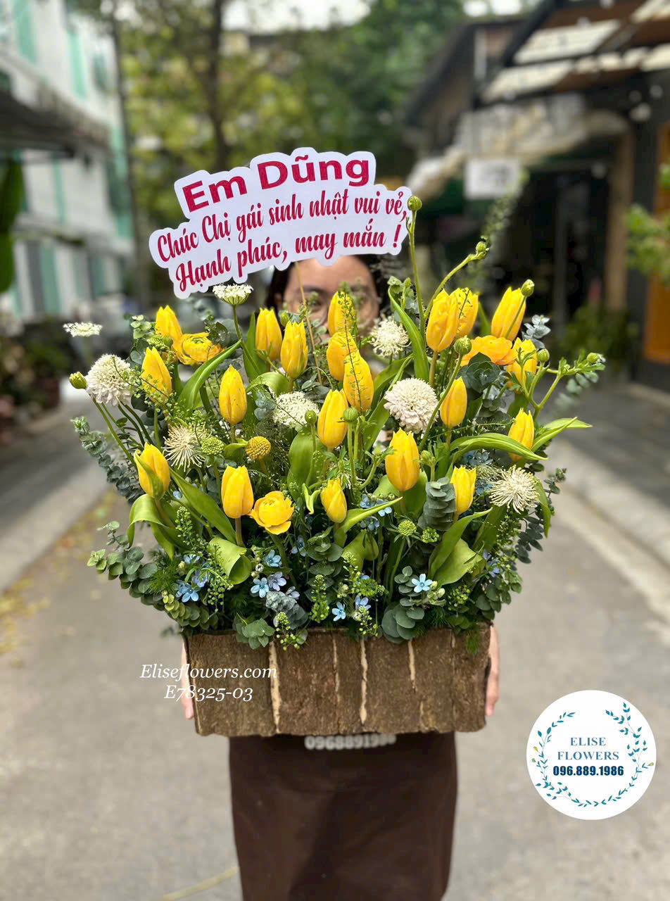 Mua lẵng hoa Tulip tặng sinh nhật bố. Điện hoa sinh nhật bố ở Hà Nội
