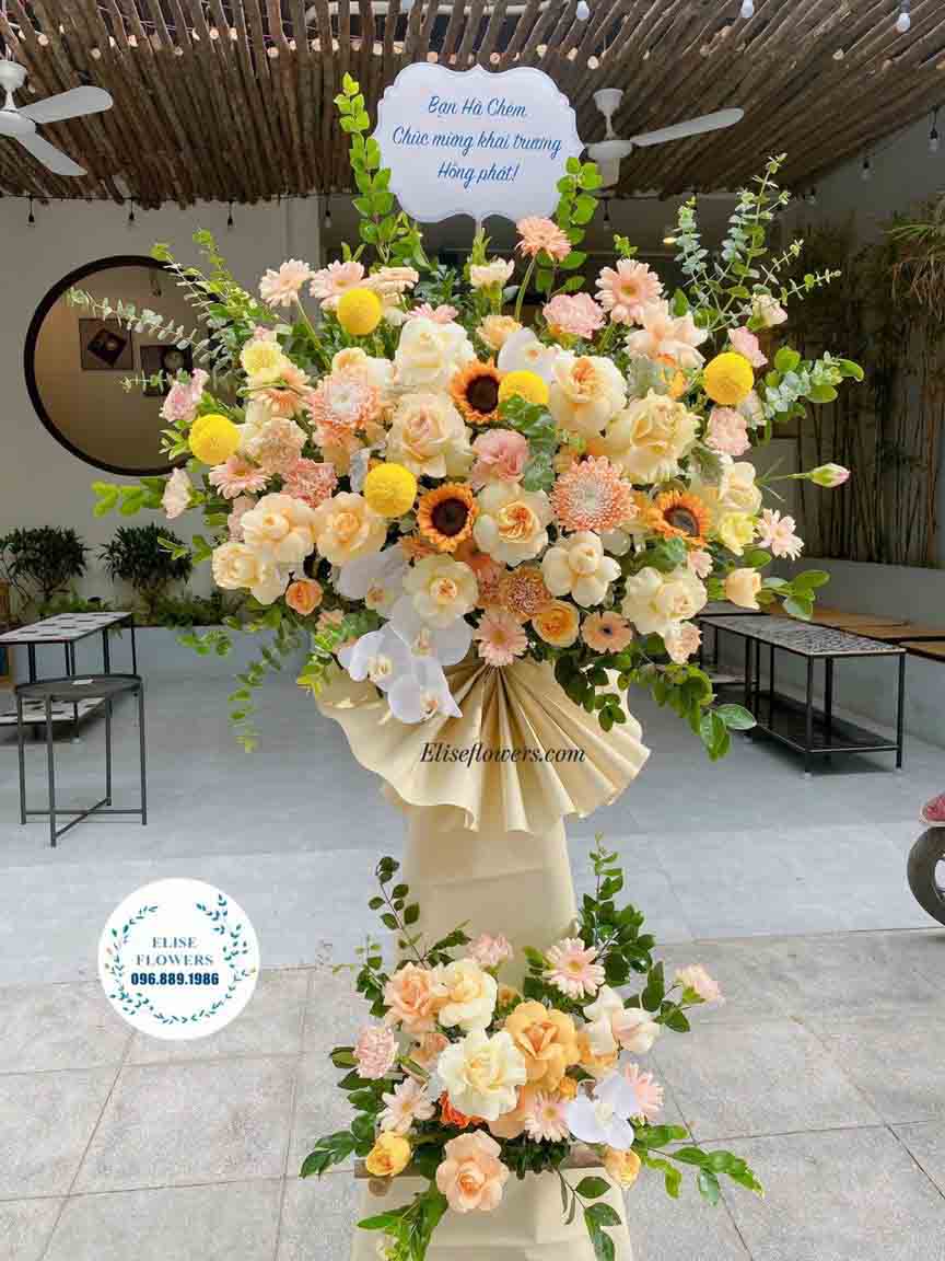 Lẵng hoa vàng chúc mừng khai trương đẹp tại Eliseflowesrs | Hoa khai trương Hà Nội