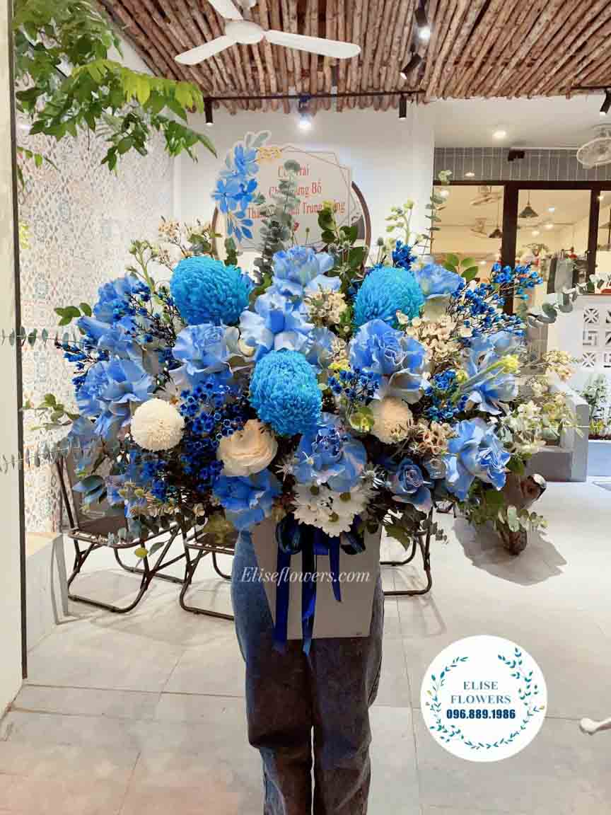 Lẵng hoa đẹp ở Hà Nội | Lẵng hoa chúc mừng khai trương màu xanh dương đẹp hiện đại | Điện hoa khai trương tại Cầu Giấy - Ba Đình - Hoàn Kiếm - Hoàn Mai - Hai Bà Trưng - Tây Hồ - Long Biên - Đống Đa - Thanh Xuân - Hà Đông - Nam Từ Liêm - Bắc Từ Liêm - ..