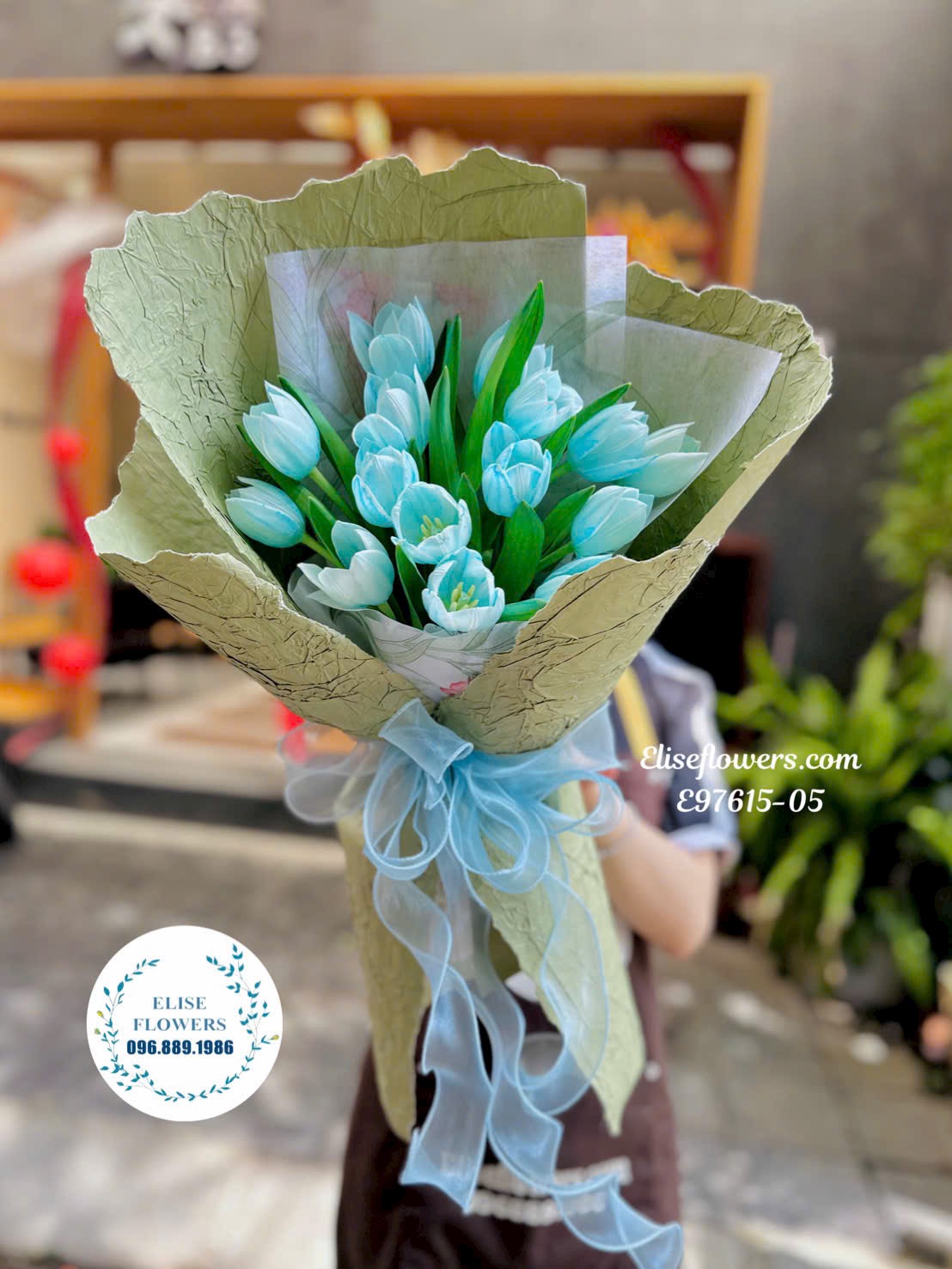 Shop hoa Tulip xanh. Bó Tulip 15 bông nhập khẩu ý nghĩa ở Hoàng Mai