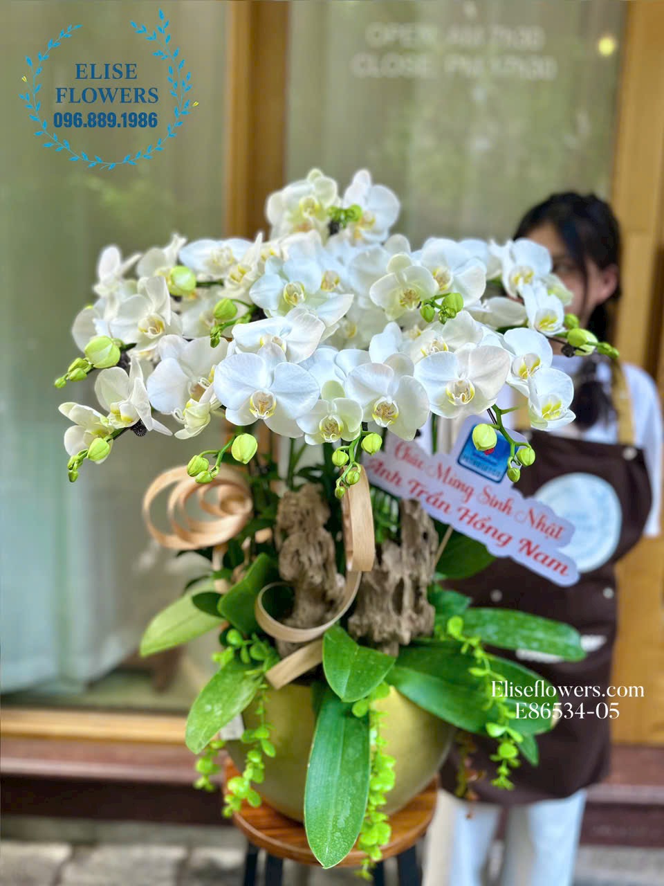 Hoa lan hồ điệp trắng đẹp mừng tân gia, nhà mới. Shop hoa tươi Eliseflowers