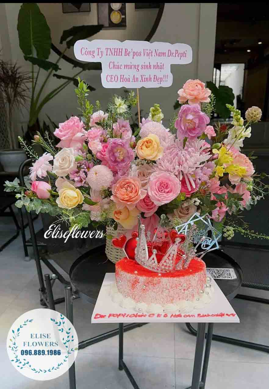Set hoa và bánh sinh nhật đẹp tại Hà Nội | Điện hoa sinh nhật đẹp