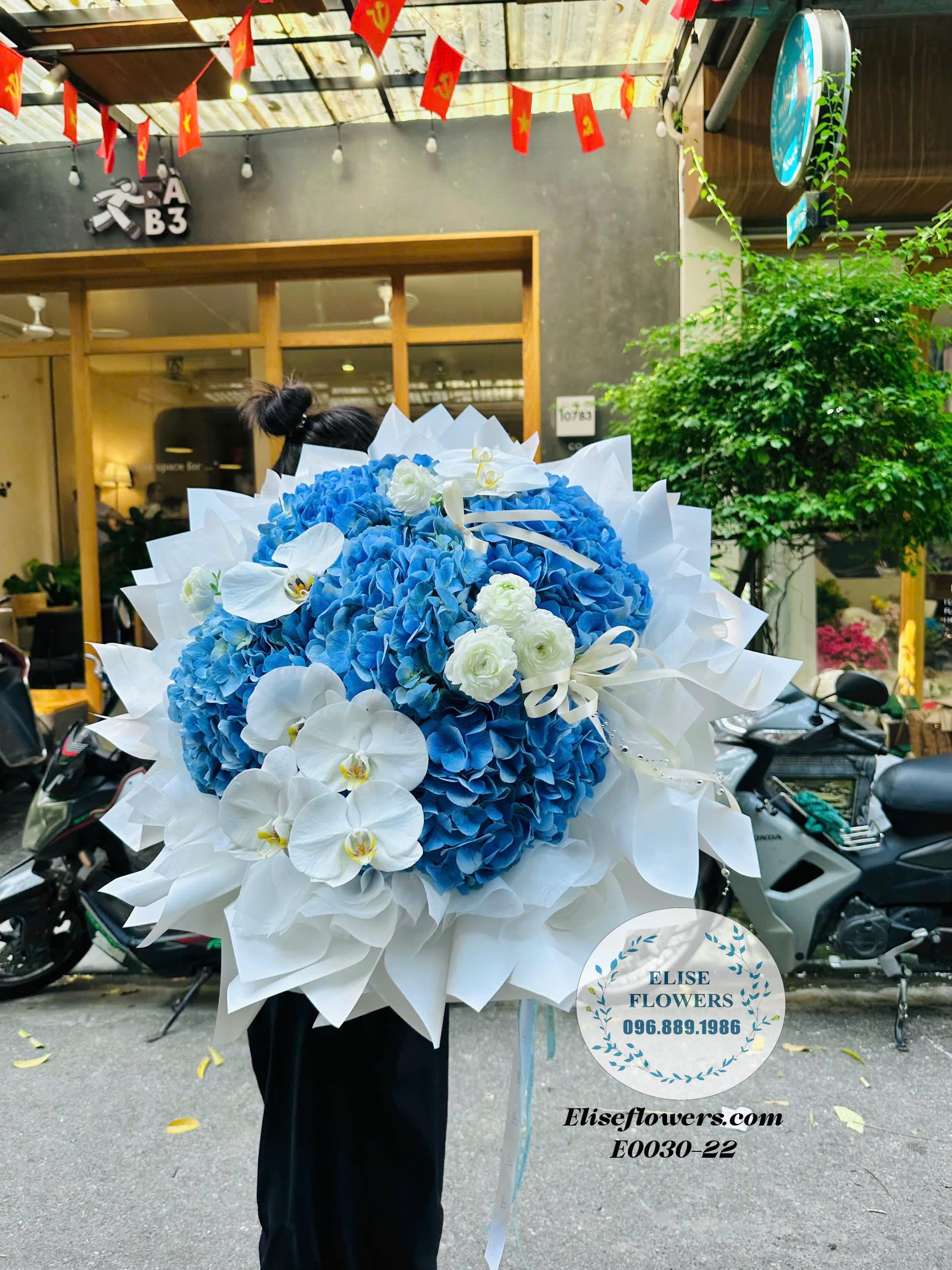 Bó Hoa Cẩm Tú Cầu Xanh Mix Lan Hồ Điệp Sang Trọng Tặng Người Yêu| Eliseflowers