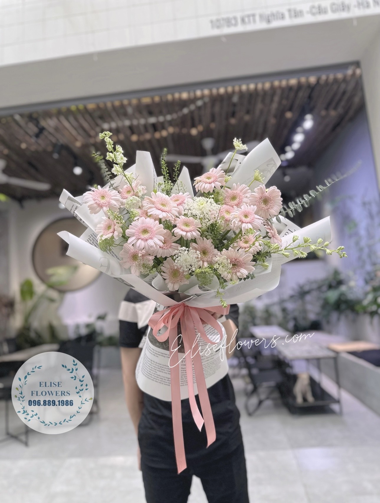 Bó hoa đồng tiền hồng phấn dễ thương | Bó hoa xinh xắn tại Eliseflowers