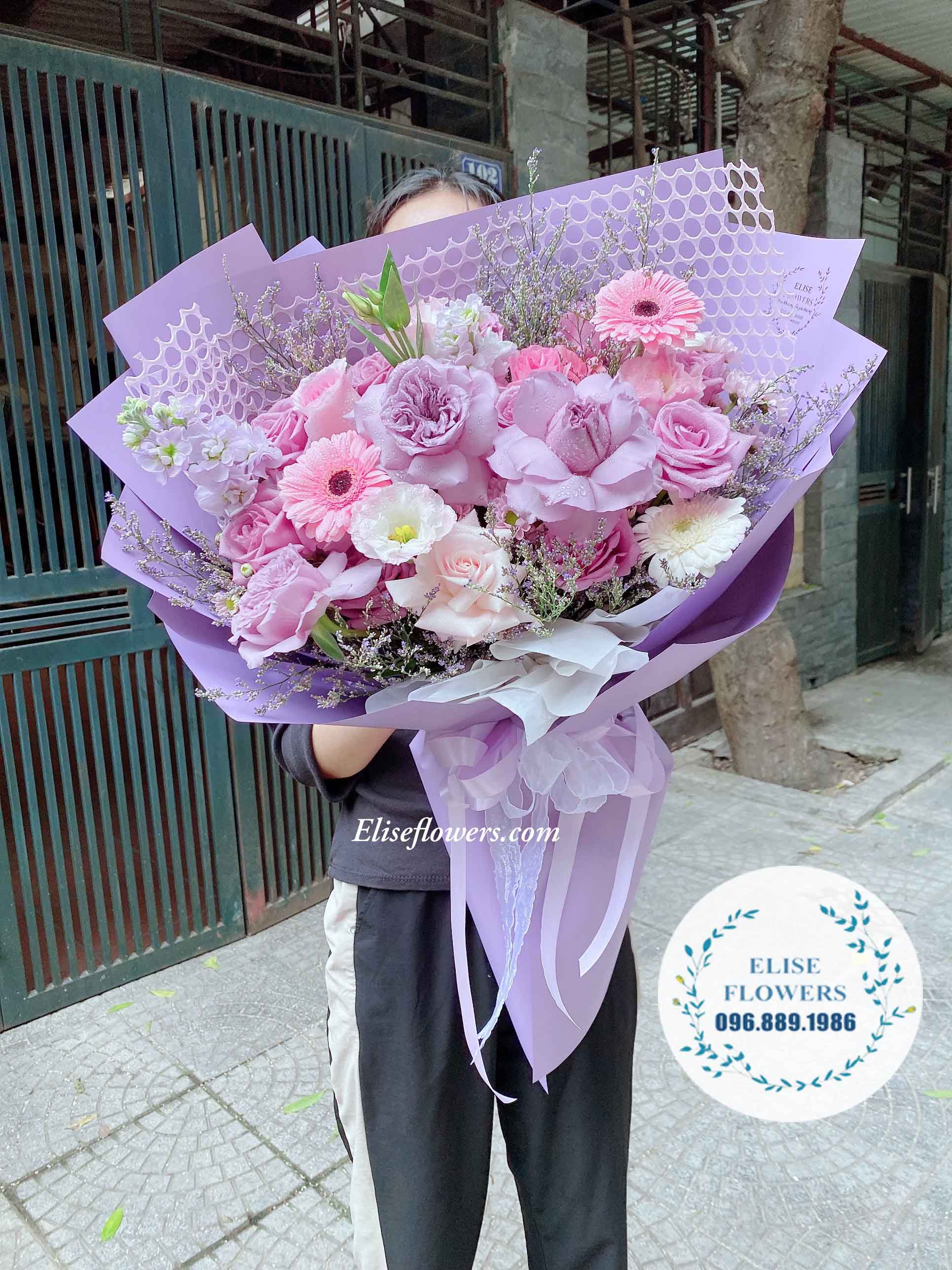 Bó hoa tone tím chúc mừng sinh nhật | Bó hoa đẹp ở Hà Nội