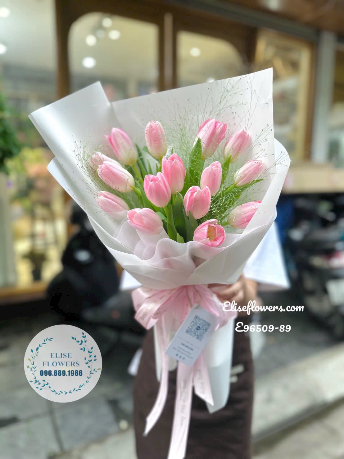 Hoa Đẹp Tặng Vợ, Bạn Gái,... Nhân Ngày 20/10| Bó Hoa Tulip 15 Bông Cao Cấp Màu Hồng Tặng Vợ, Bạn Gái| Eliseflowers