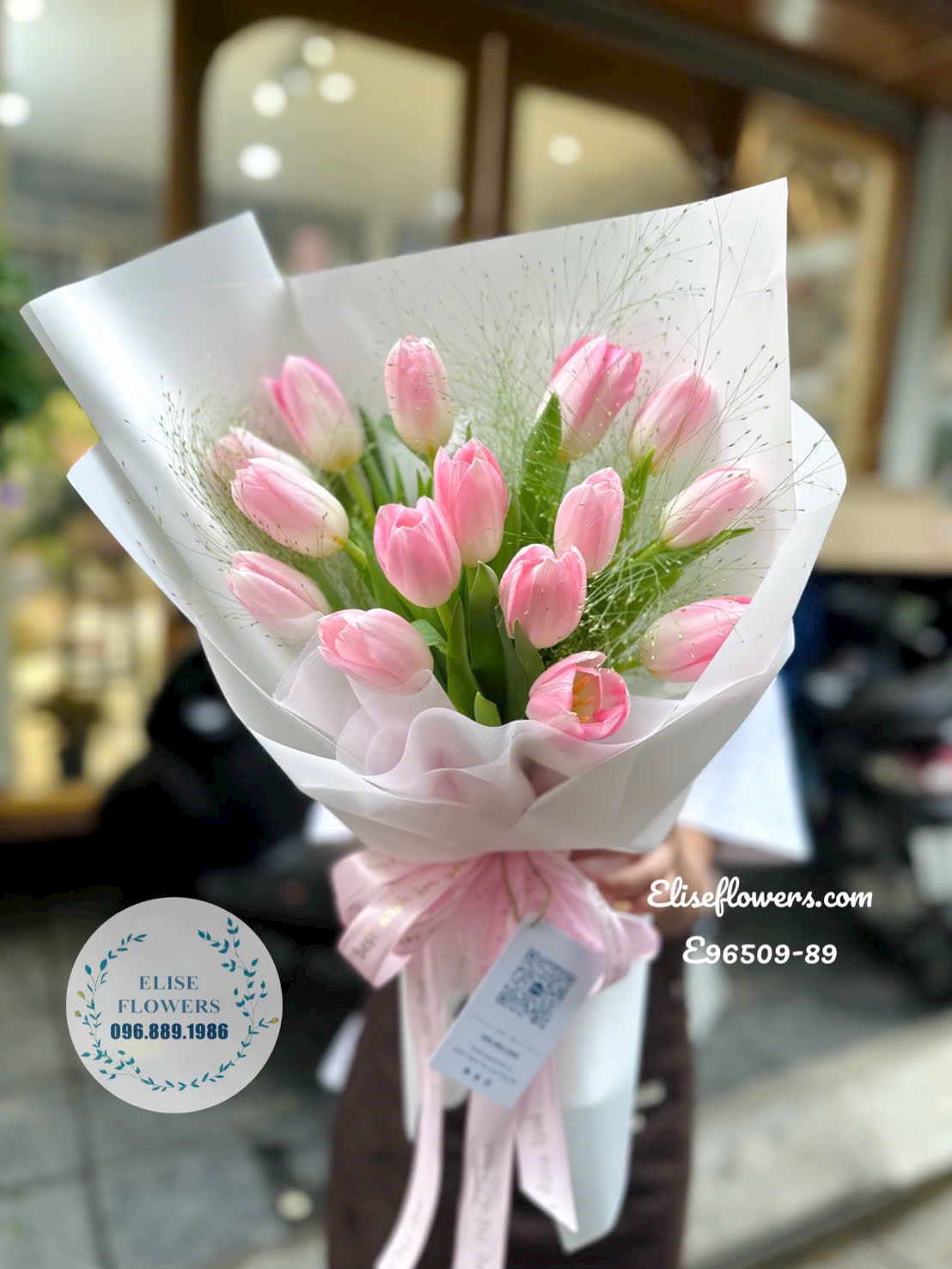 Hoa Đẹp Tặng Vợ, Bạn Gái,... Nhân Ngày 20/10| Bó Hoa Tulip 15 Bông Cao Cấp Màu Hồng Tặng Vợ, Bạn Gái| Eliseflowers