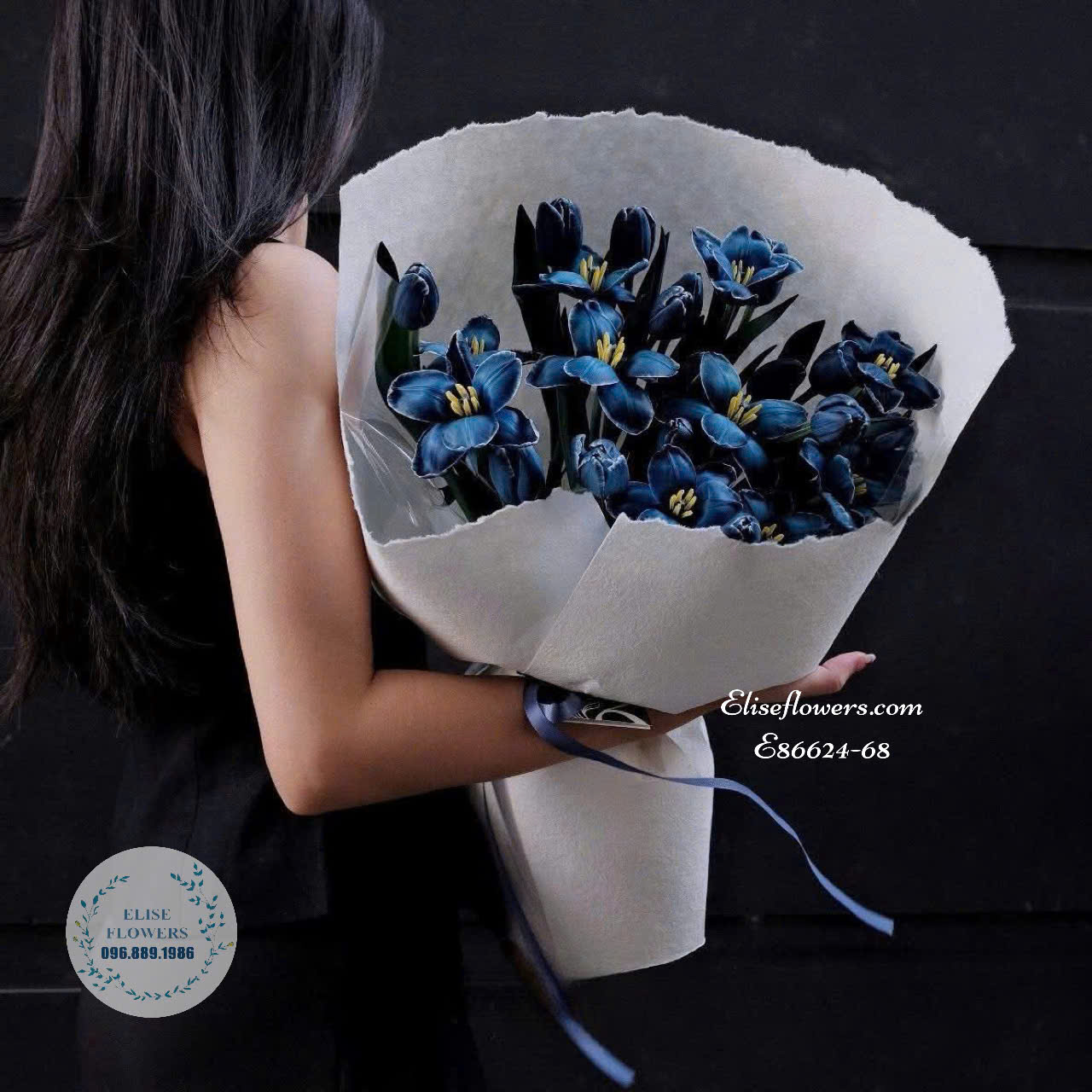 Bó hoa Tulip xanh dương nhập khẩu cao cấp tại cửa hàng Cầu Giấy| Eliseflowers