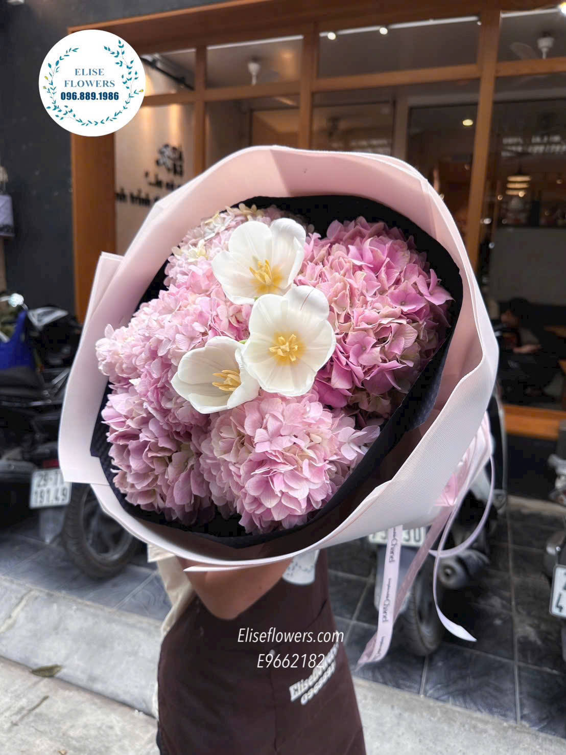 Bó Hoa Cẩm Tú Cầu Hồng Mix Tulip Cao Cấp Tặng Bạn Gái/ Người Yêu
