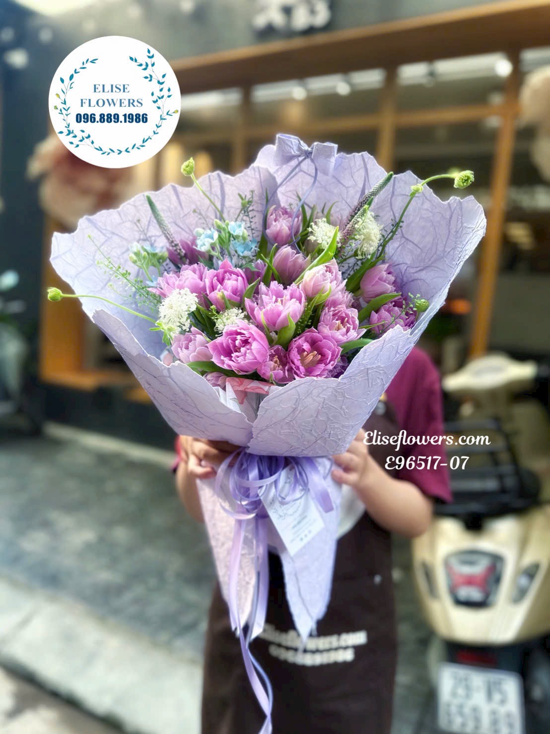 Bó Hoa Tulip Kép Màu Tím Cao Cấp Tặng Người Yêu Nhân Dịp Kỉ Niệm Tại Eliseflowers