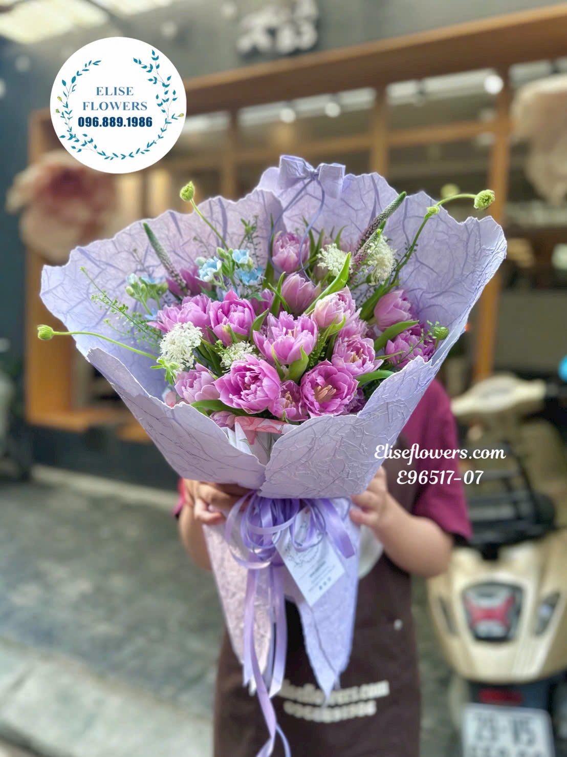 Bó Hoa Tulip Kép Màu Tím Cao Cấp Tặng Người Yêu Nhân Dịp Kỉ Niệm Tại Eliseflowers