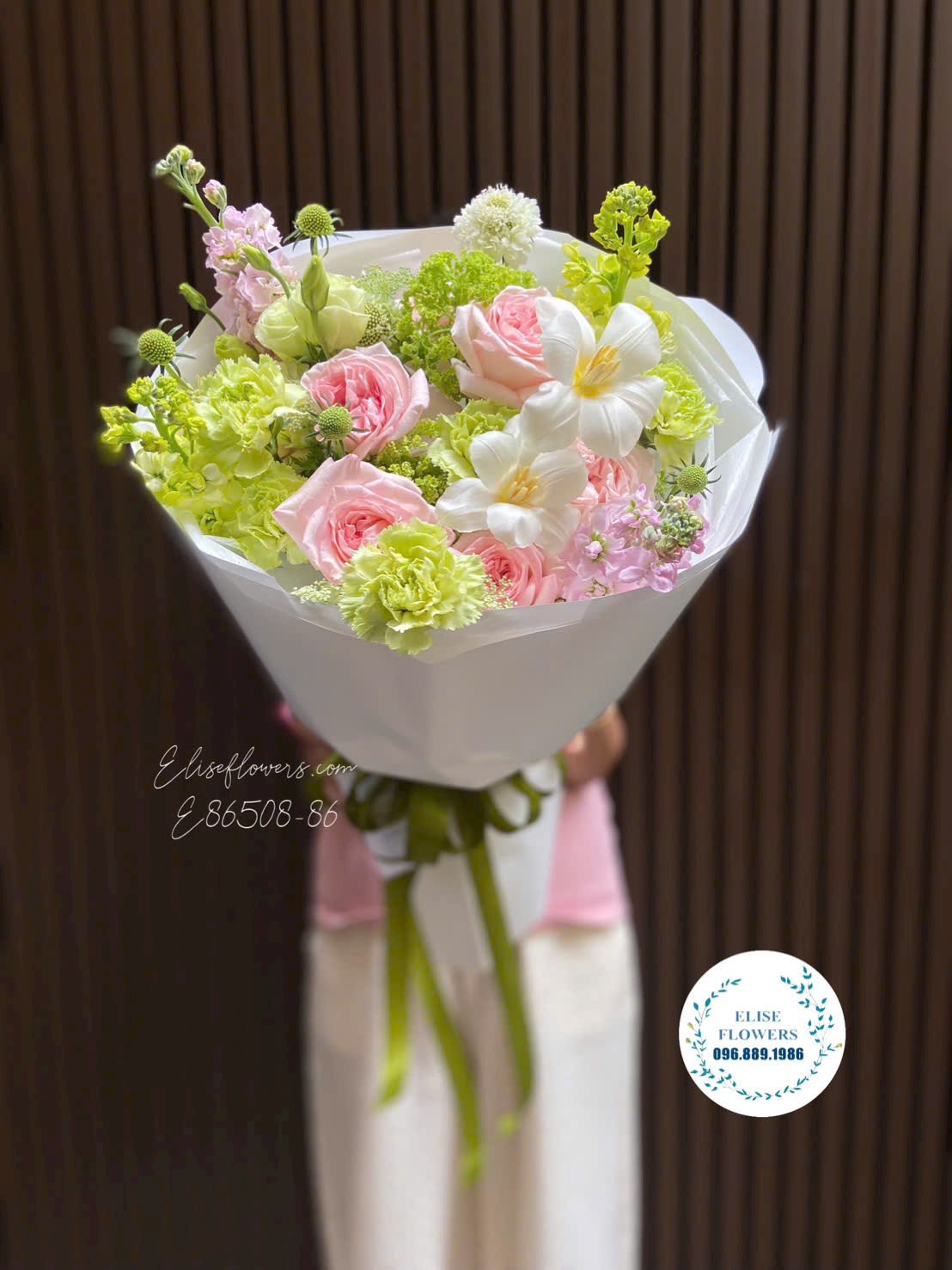 Bó hoa tone pastel nhập khẩu: Hồng Ohara Mix Tulip Hà Lan... Tại Eliseflowers
