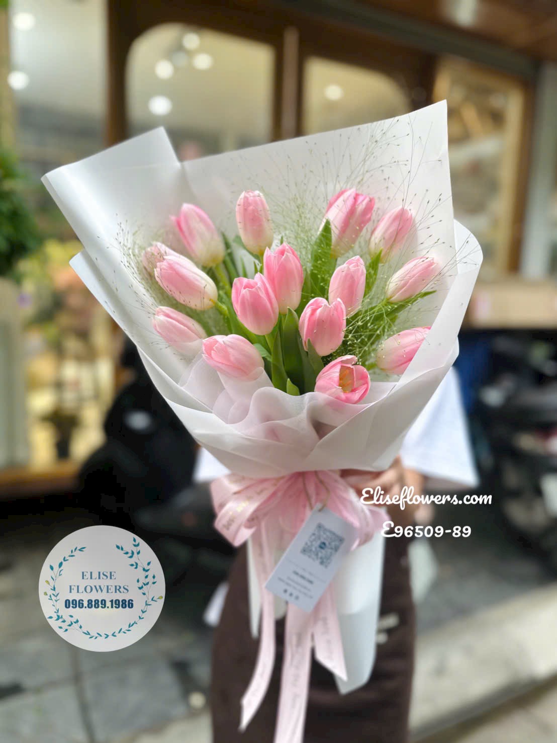Hoa Đẹp Tặng Vợ, Bạn Gái,... Nhân Ngày 20/10| Bó Hoa Tulip 15 Bông Cao Cấp Màu Hồng Tặng Vợ, Bạn Gái| Eliseflowers
