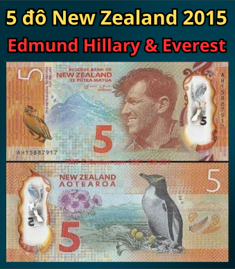 5 đô New Zealand 2015 – Edmund Hillary & Everest