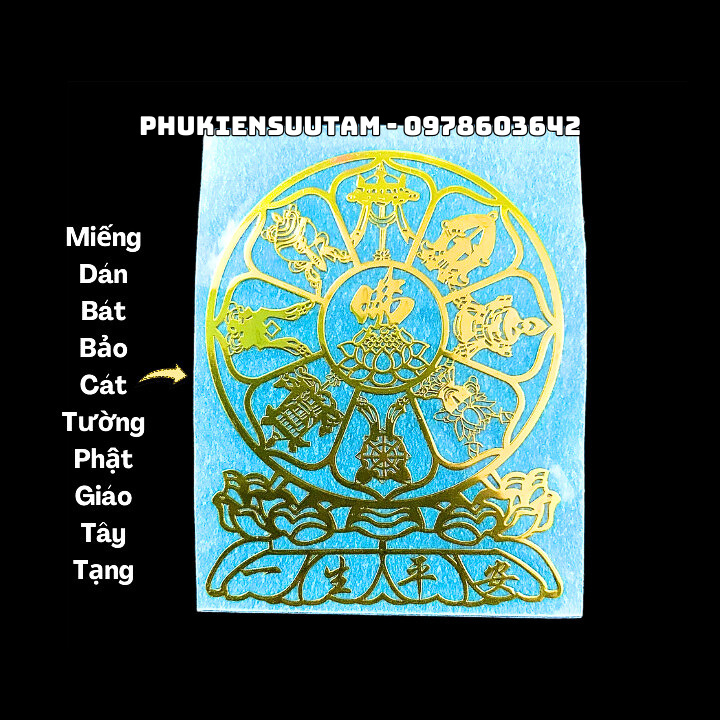 Miếng Dán Bát Bảo Cát Tường Phật Giáo Tây Tạng