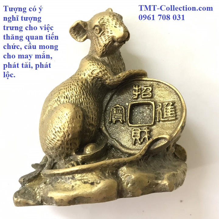 Tượng đồng chuột ôm đồng tiền - TMT Collection