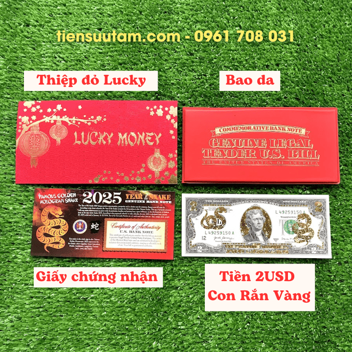 Tiền 2 USD Hình Con Rắn Mạ Vàng 2025