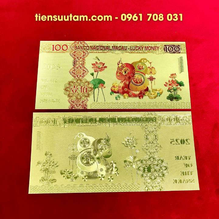 Tiền Lì Xì Con Rắn Mạ Vàng Plastic In Màu