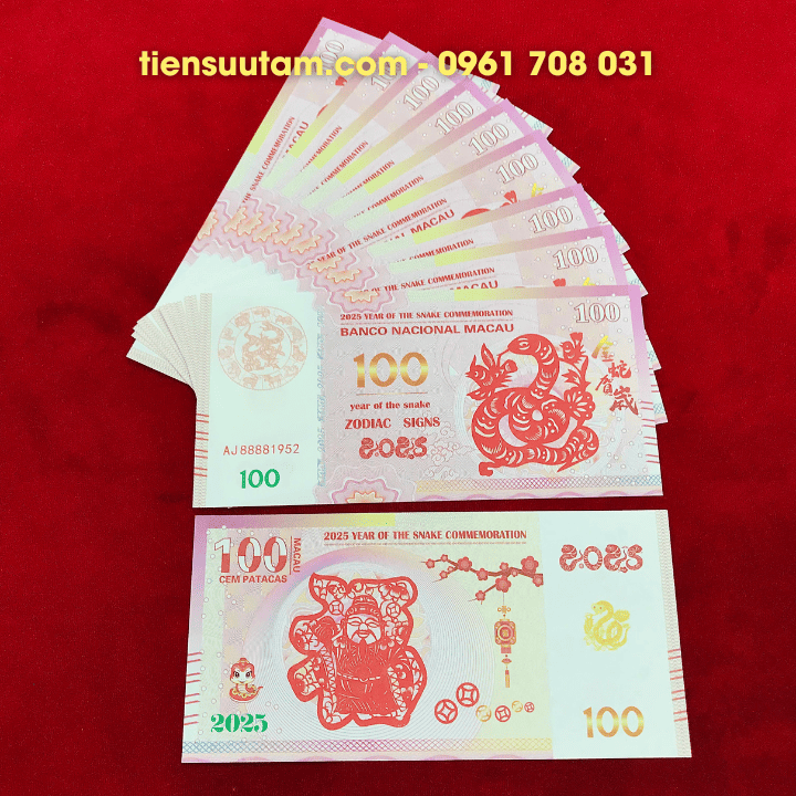 Tiền Lì Xì 100 Dola Macao Hình Con Rắn 2025