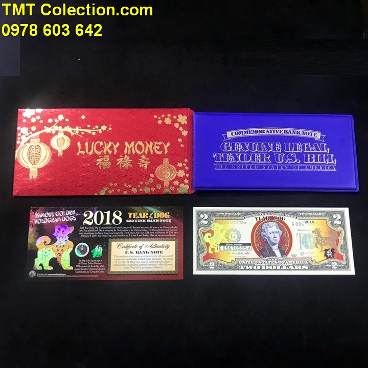 Tiền kỷ niệm 2 USD hình con chó 2018 - TMT Collection.com