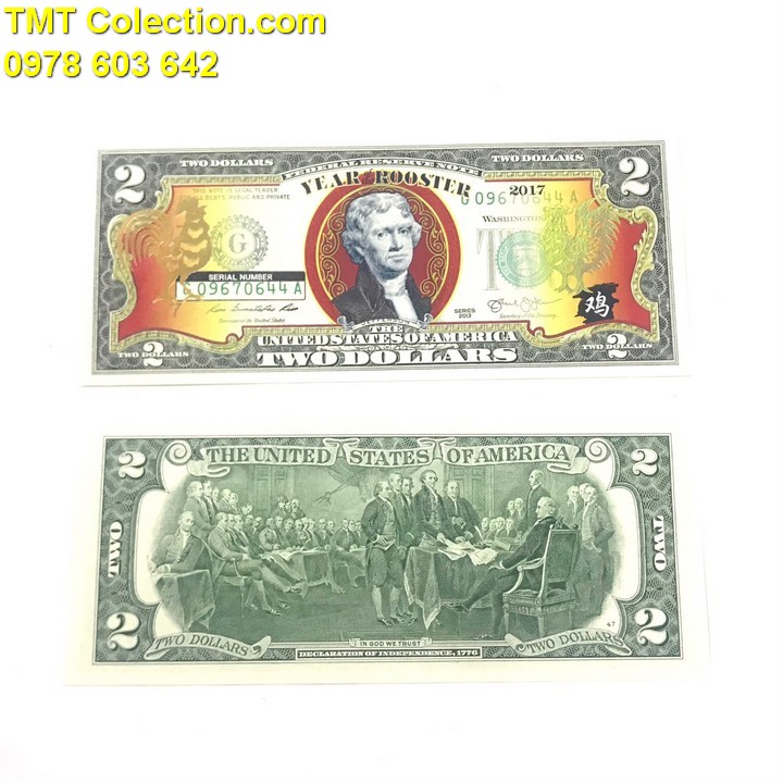 Tiền kỷ niệm 2 USD con Gà 2017 - TMT Collection.com