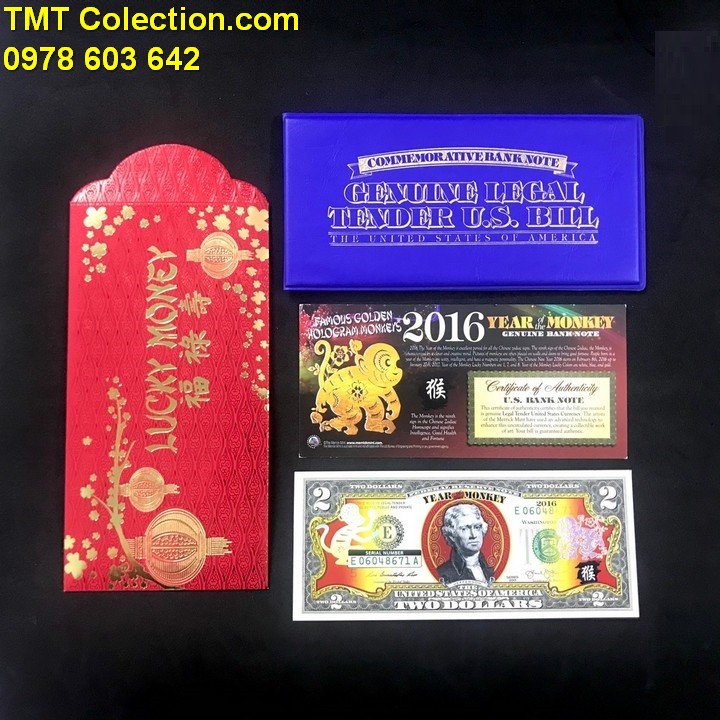 Tiền kỷ niệm 2 usd con Khỉ 2016 - TMT Collection.com