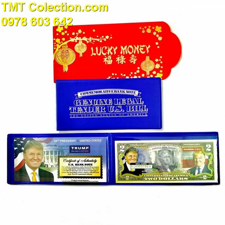 Tiền kỷ niệm 2 USD in màu tổng thống Donald Trump - TMT Collection.com