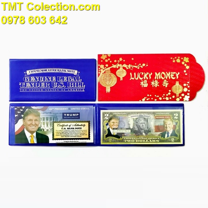 Tiền kỷ niệm 2 USD in màu tổng thống Donald Trump - TMT Collection.com