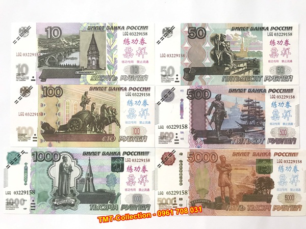 Bộ tiền 6 tờ play money của Nga
