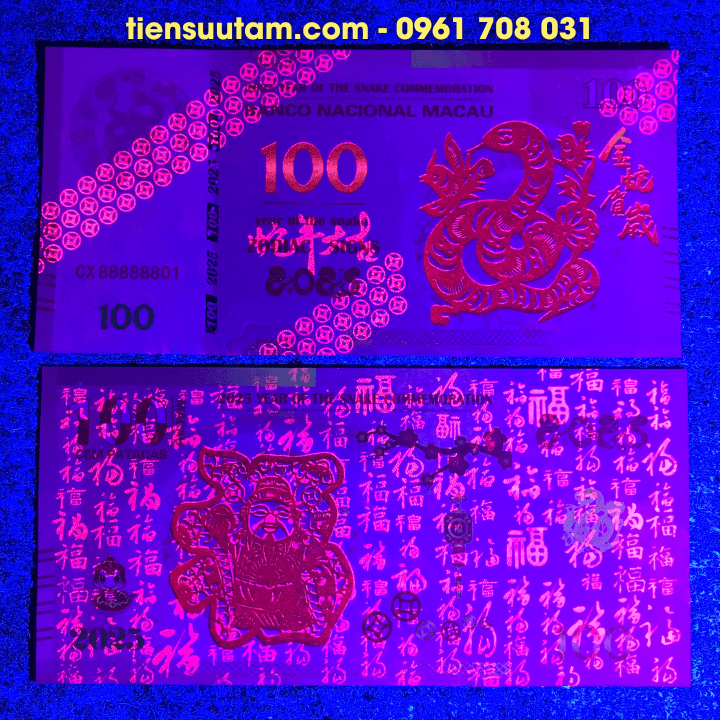 Tiền Lì Xì 100 Dola Macao Hình Con Rắn 2025
