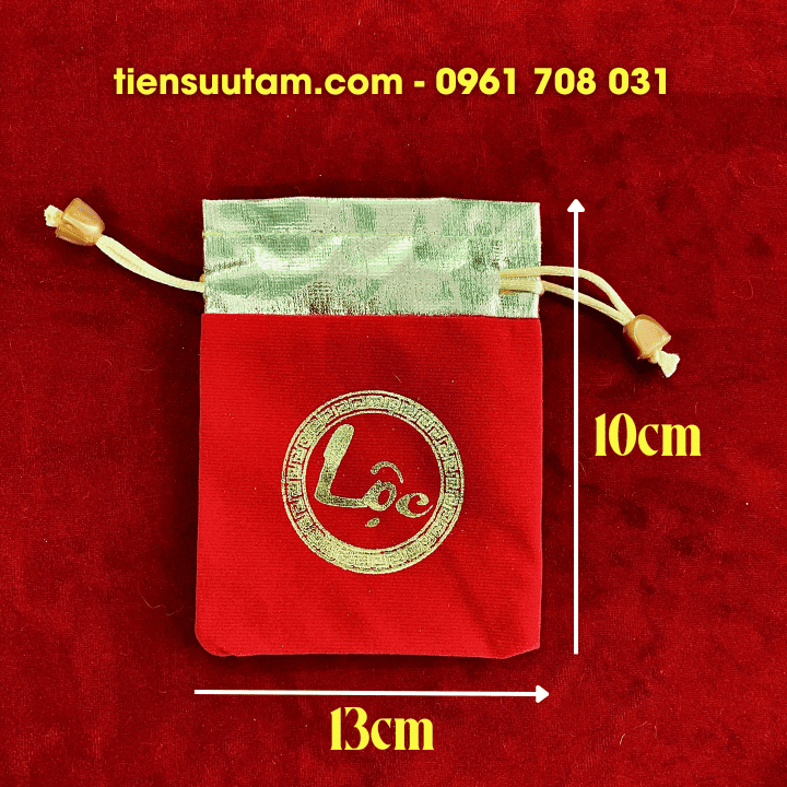 Túi gấm nhung chữ Lộc size 13x10cm