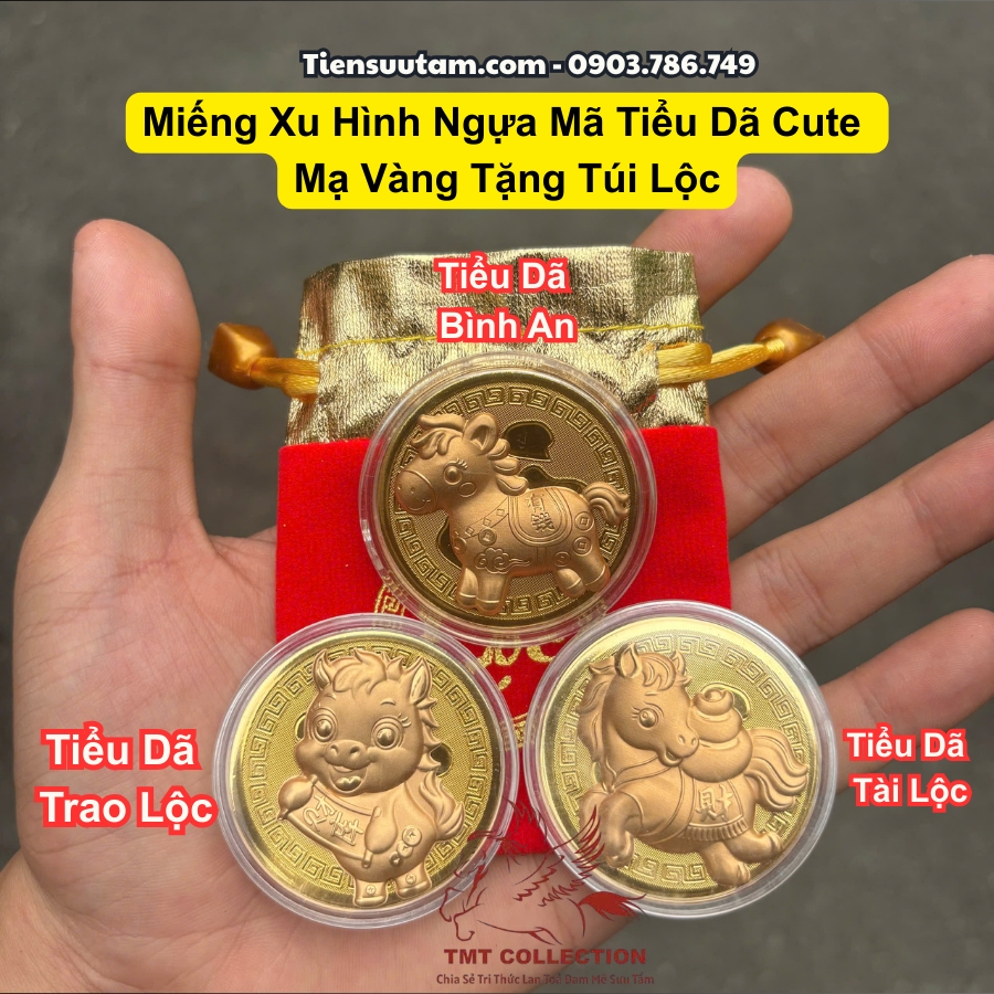 Miếng Đồng Xu Con Ngựa Cute 2026 Tặng Túi Gấm Lộc