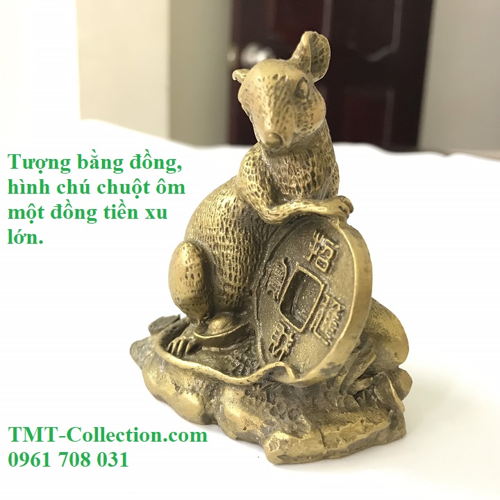 Tượng đồng chuột ôm đồng tiền - TMT Collection