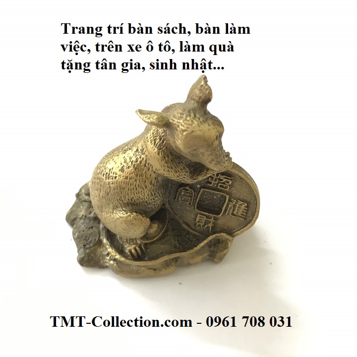 Tượng đồng chuột ôm đồng tiền - TMT Collection