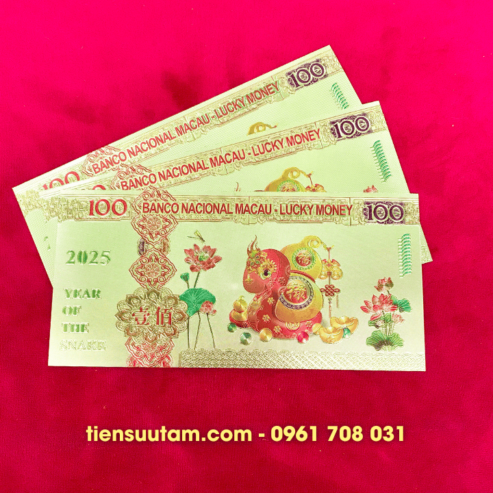 Tiền Lì Xì Con Rắn Mạ Vàng Plastic In Màu