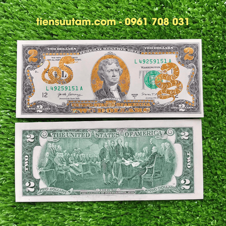 Tiền 2 USD Hình Con Rắn Mạ Vàng 2025