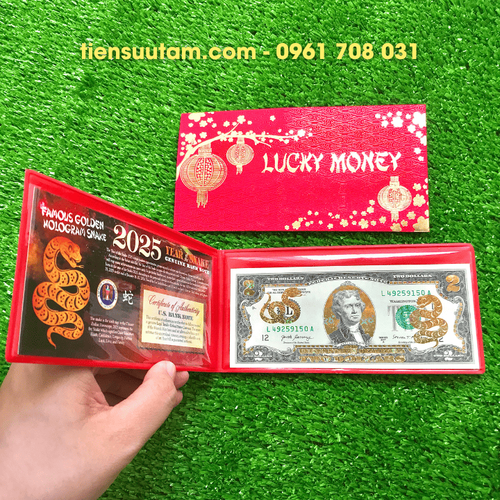 Tiền 2 USD Hình Con Rắn Mạ Vàng 2025