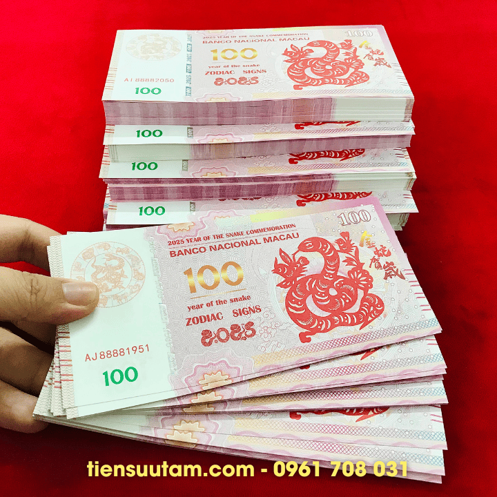 Tiền Lì Xì 100 Dola Macao Hình Con Rắn 2025