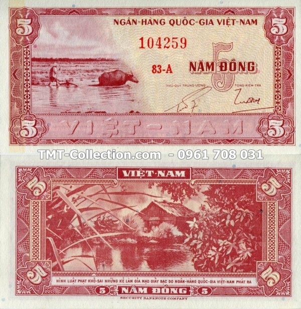 Tiền Việt Nam Cộng Hòa 5 ĐỒNG 1955