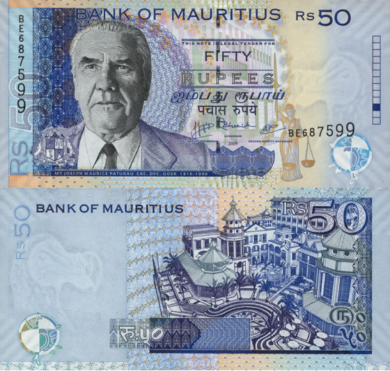 Mauritius 50 rupees 2009 UNC Polyme (tờ)