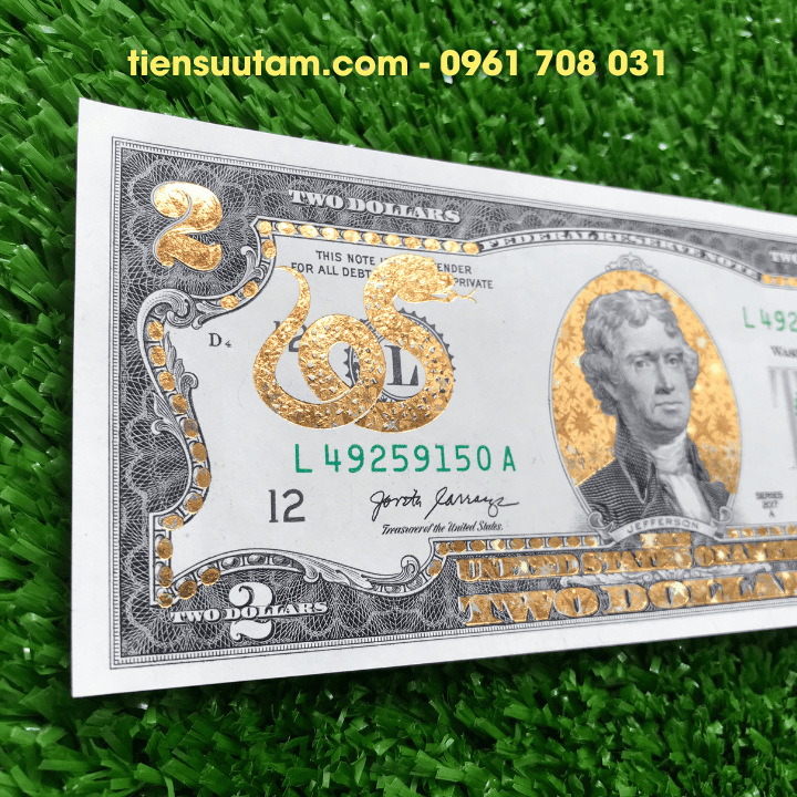Tiền 2 USD Hình Con Rắn Mạ Vàng 2025