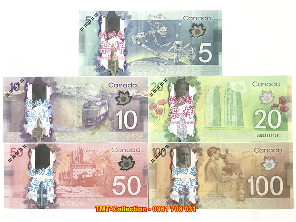 Bộ tiền 5 tờ play money của Canada