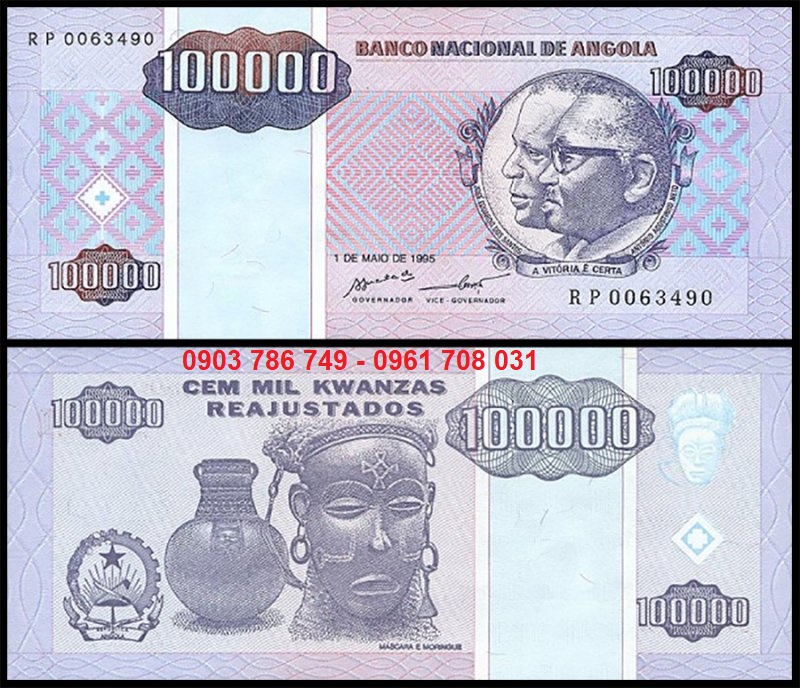 Tiền sưu tầm Angola 100.000 Kwanzas 1995 UNC