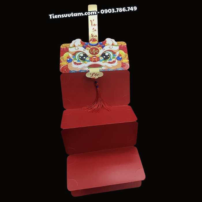 Bao Lì Xì 6 Ngăn Đầu Lân & Thần Tài Mã Đáo